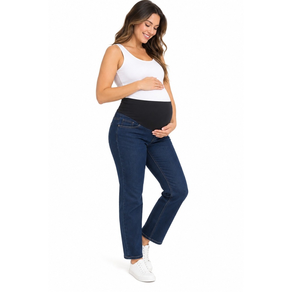 Time and Tru Maternity Jeans XXL 20 Dark Denim Straight Leg Over Belly NWT